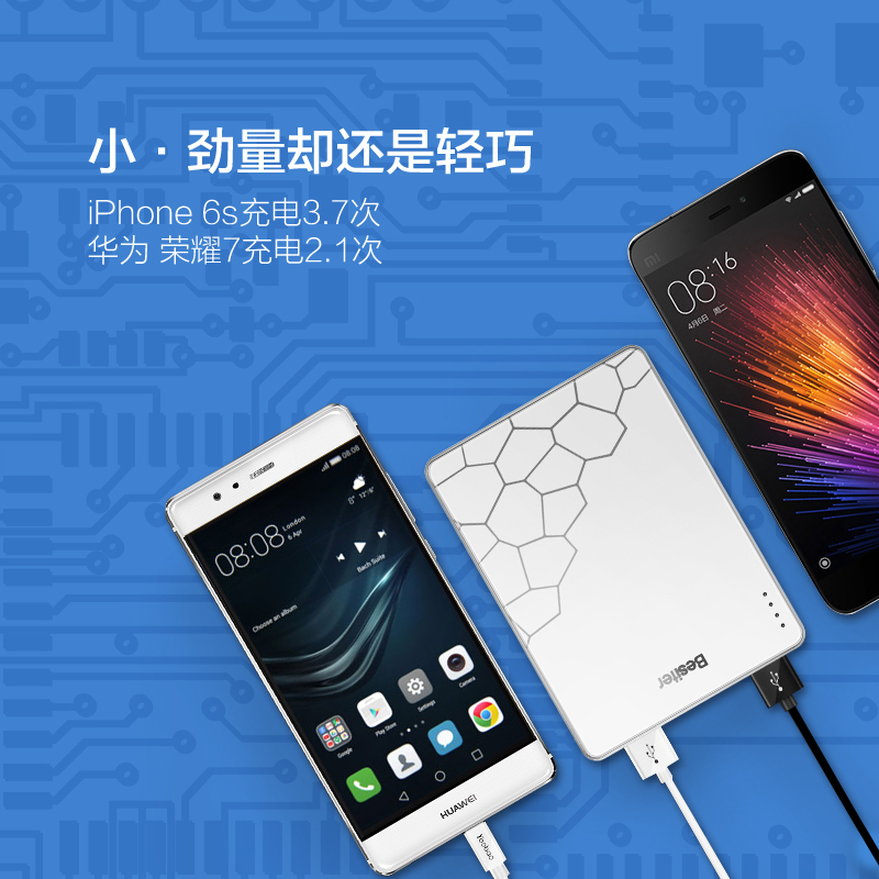 倍斯特双向快充充电宝10000毫安QC3.0可爱移动电源华为P9荣耀三星