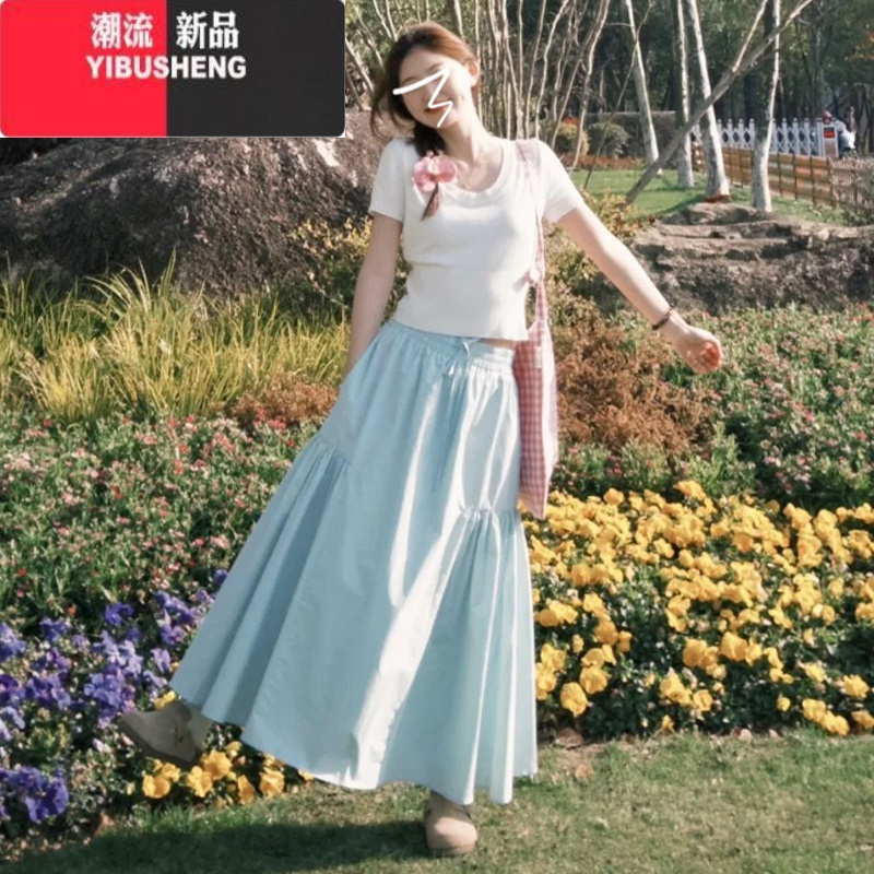 YIBUSHENG季2024年新款多巴胺连衣裙子女奶系穿搭配一整套装韩系半身长裙