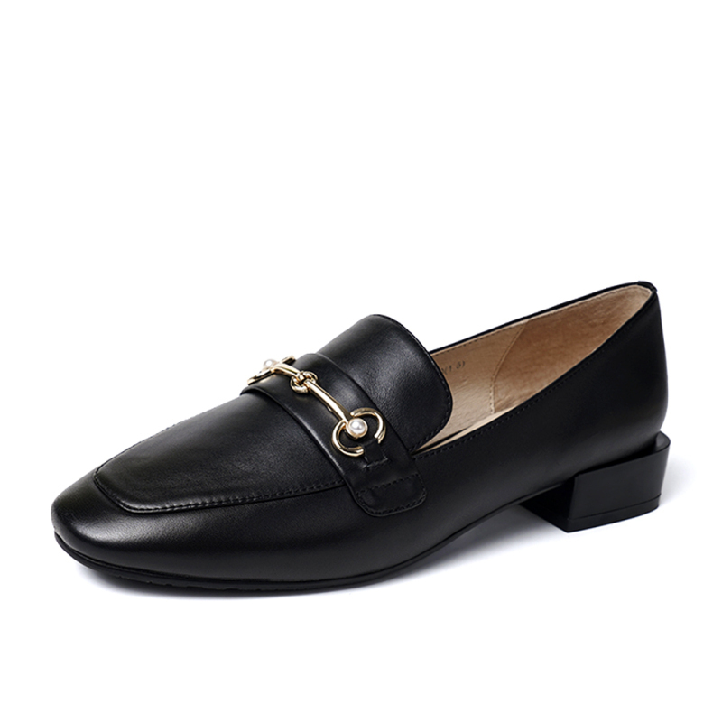 Bata/拔佳2019秋专柜同款一脚蹬粗跟乐福女单鞋60313CM9