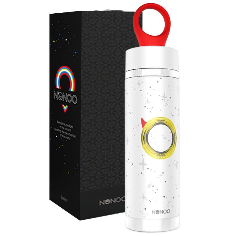 NONOO潮我看保温杯情侣学生男女创意时尚便携直身杯艺术荧光杯带手柄360ml 星空白
