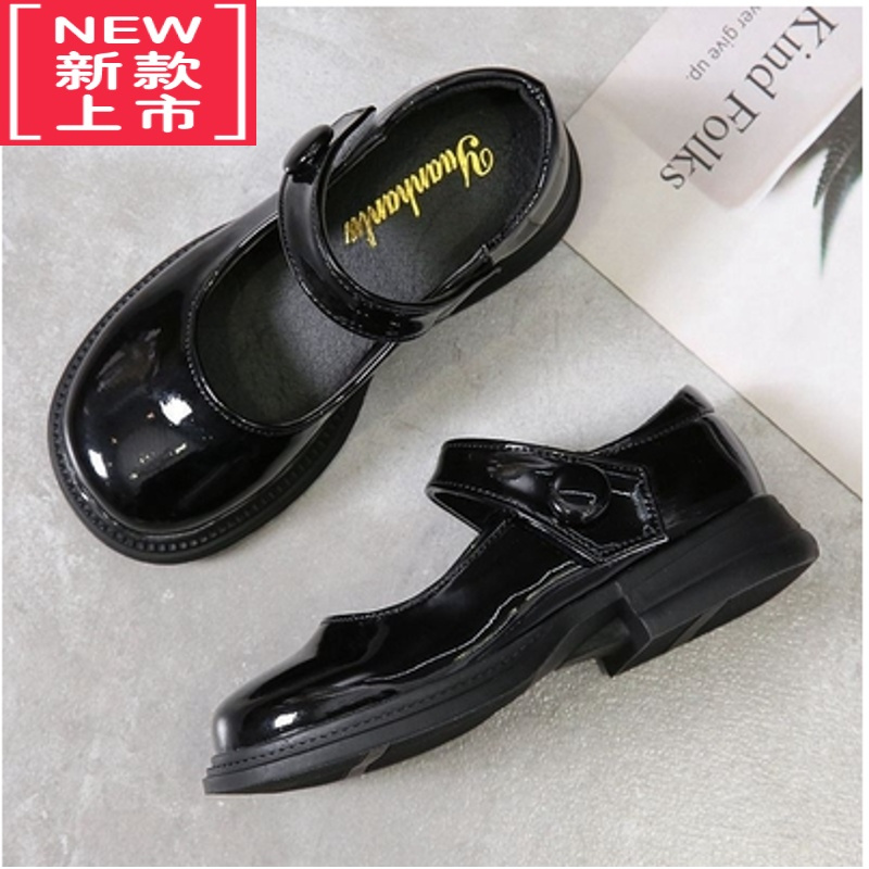 可莉允儿童小黑皮鞋女童新款英伦风韩版中大童公主鞋软底百搭时尚舒适鞋运动休闲鞋