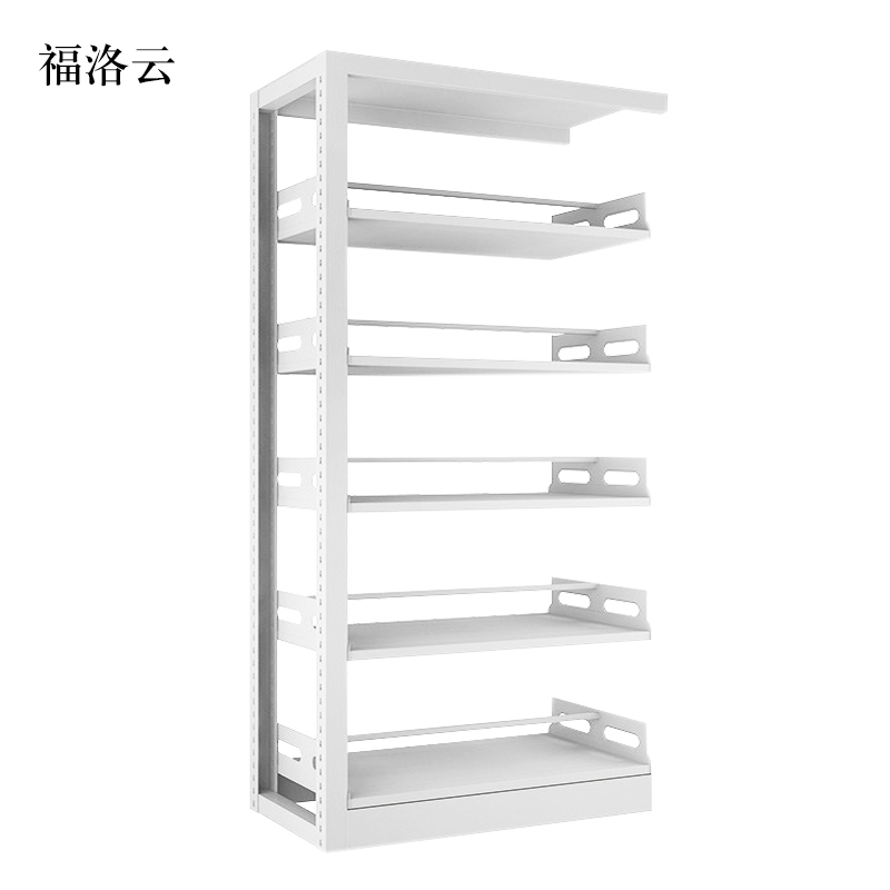 福洛云图书馆书架阅览室货架资料档案架钢制书架双面五层副架