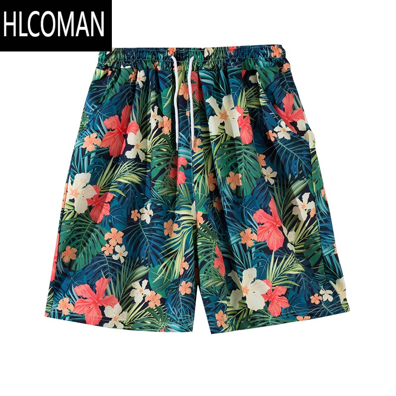 HLCOMAN夏季海边度假裤衩男五分休闲运动大码夏威夷短裤潮速干宽松沙滩裤