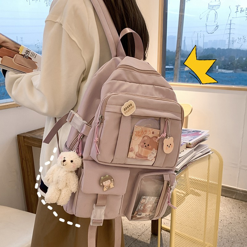 福源书包女初中小学生ins风大容量韩版高中学生新品双肩包初中生百搭