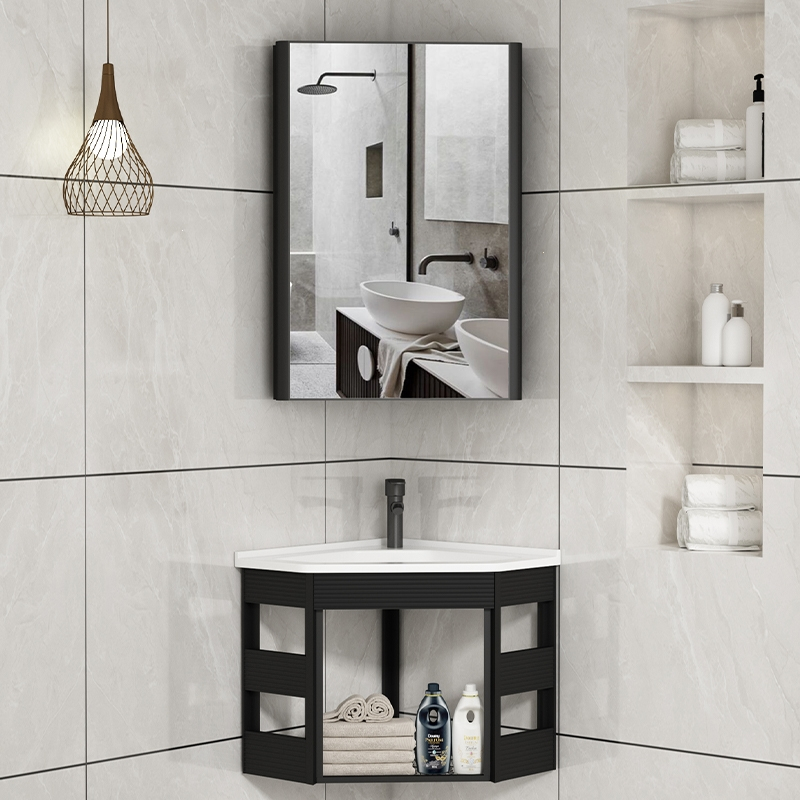 古达三角面盆柜小户型洗脸盆柜组合边角卫生间洗漱台挂墙式迷你洗手盆