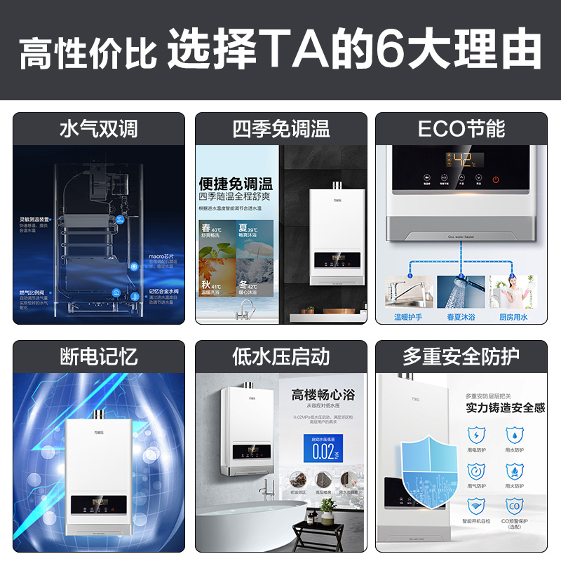 万家乐 16升热水器燃气热水器燃热 水气双调ECO节能智能随温感 热水器天然气 JSQ30-S32