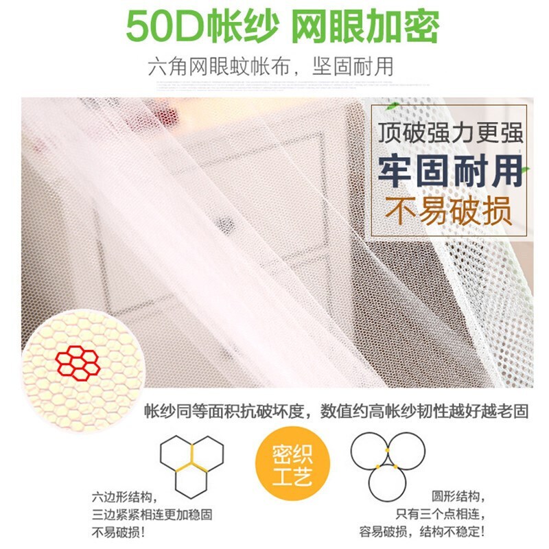 蒙古包蚊帐1.8m家用1.5床加密1.2米单双人学生宿舍有底三拉加高款防蚊布大空间粉红