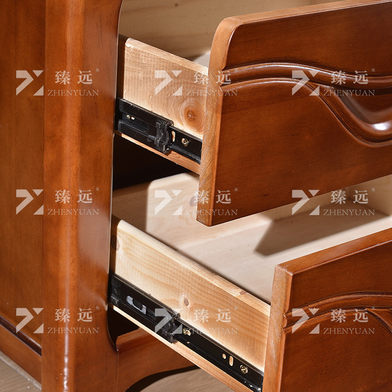 臻远 ZY4030701实木床头柜矮柜储物柜抽屉收纳柜胡桃色高清大图