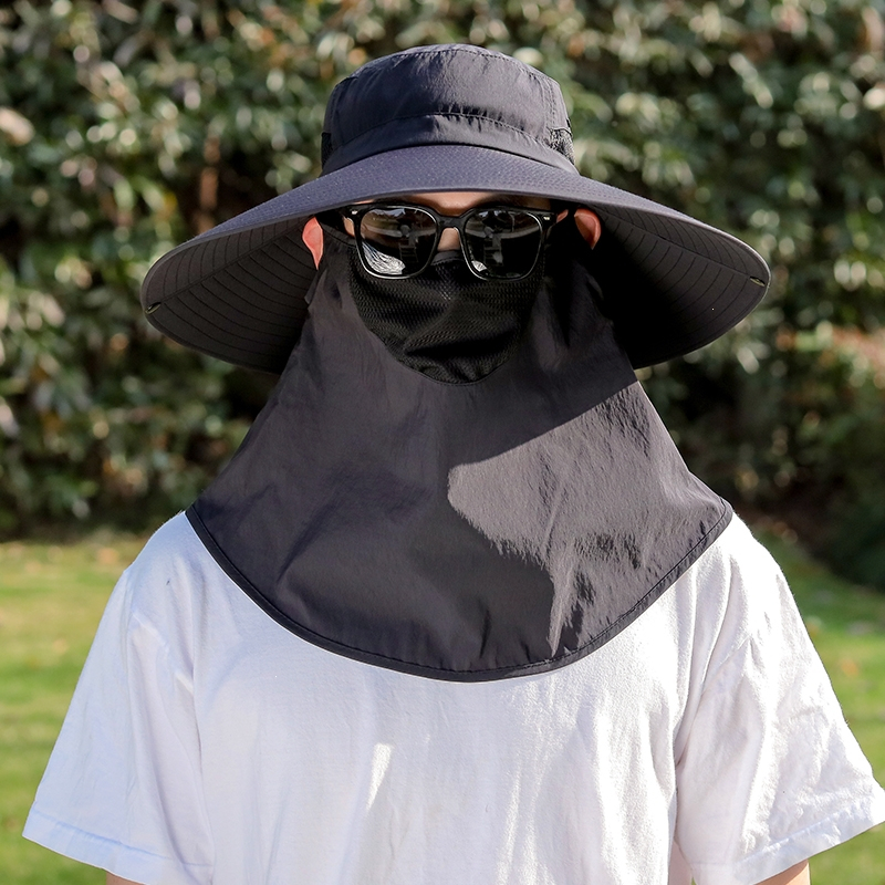 防晒帽男士钓鱼防晒面罩夏季渔夫帽闪电客防紫外线太阳帽户外草帽遮阳帽