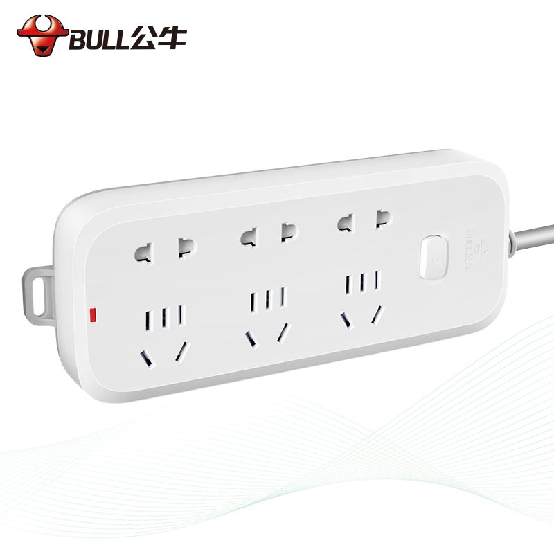 BULL公牛电源插座新国标插线板多功能智能插板带开关接线板正品排插拖线板B5330-6位插-3米排插
