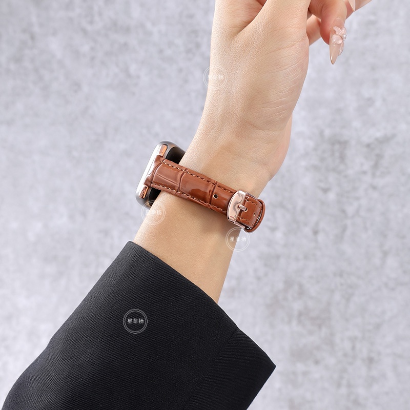 适用小米手环9pro/8pro表带竹节皮纹Redmiwatch红米手表4/5/6通用冰面小金扣小蛮腰舒适休闲腕带3264高清大图