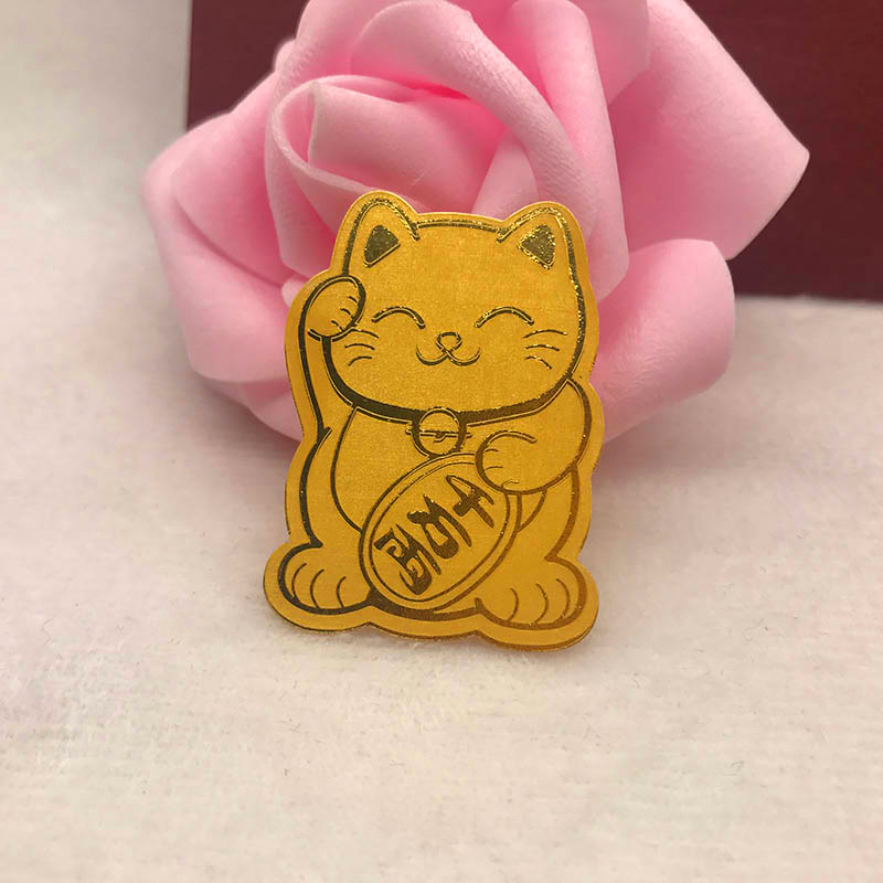 壹仟俩抖音同款珠宝黄金摆件/挂件/把件定价足金999黄金压岁钱猫金片男女通用手机贴片创意黄金饰品