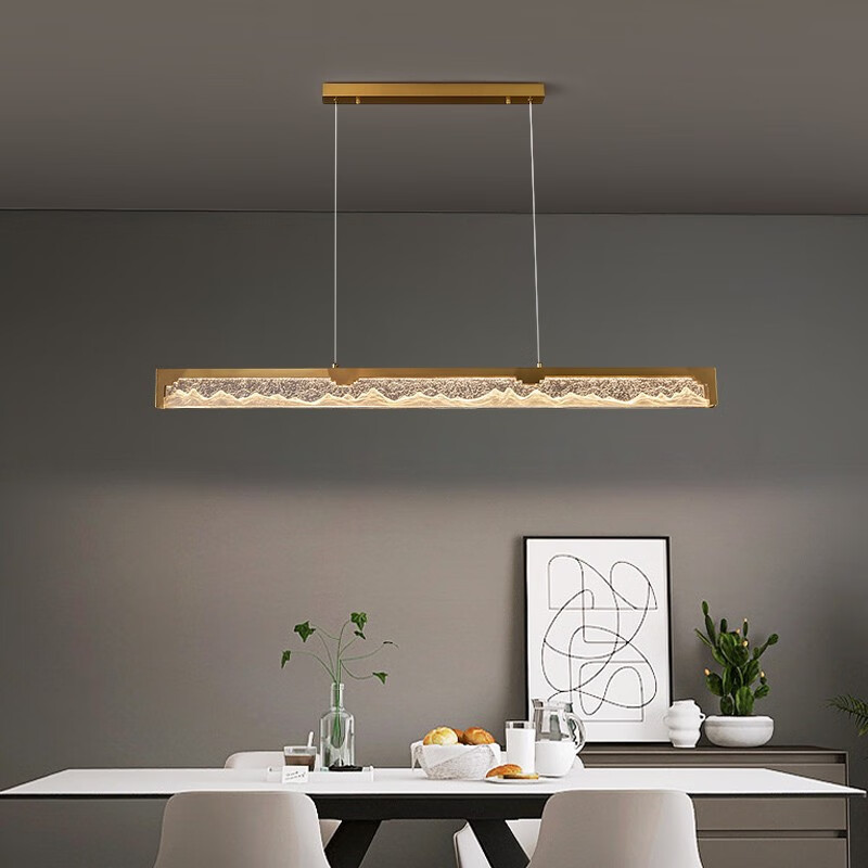 觅物餐吊灯极简轻奢风高级感餐厅灯具新款一字长条网红吧台茶室吊灯