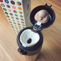 杯具熊 beddybear 正品保温杯男女士成人学生不锈钢真空便携车载水壶杯子 480ml款-超轻款-黑色太阳花