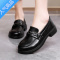 SUNTEK小皮鞋女英伦风2023年新款平底黑色圆通乐福鞋春秋透气工作单鞋