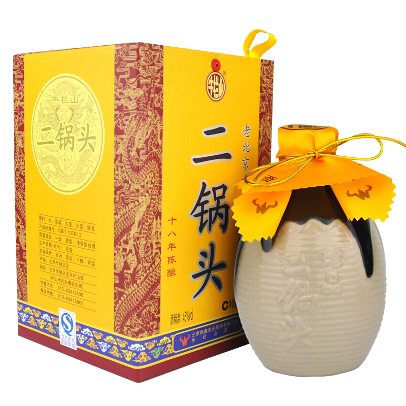 北京牛栏山二锅头清香型白酒45度牛栏山珍品十八年18年400ml六瓶整箱