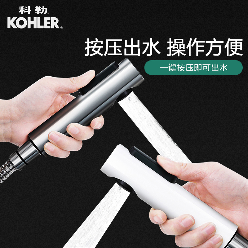 科勒Kolher卫生间马桶喷枪水龙头妇洗器喷头增压清洗厕所高压水枪冲洗器(白色喷枪送免钉支架)