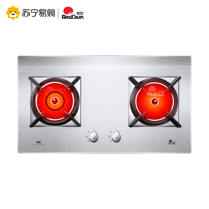 红日(RedSun)E002C红外线天然气灶液化气灶燃气灶双灶不锈钢面板台嵌两用(液化气)