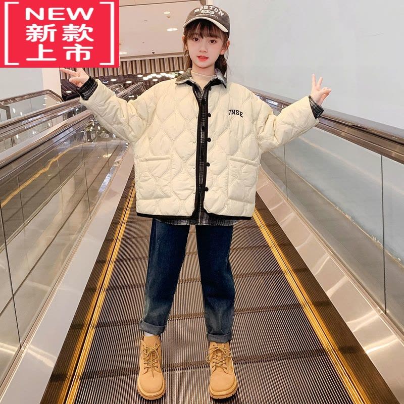 可莉允女童秋冬外套2022新款洋气时髦儿童女孩大童加厚棉服冬季夹棉棉袄图片