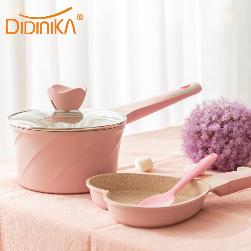 迪迪尼卡(Didinika)宝宝辅食锅婴儿奶锅小锅平底汤锅麦饭石不粘锅煮泡面热牛奶锅