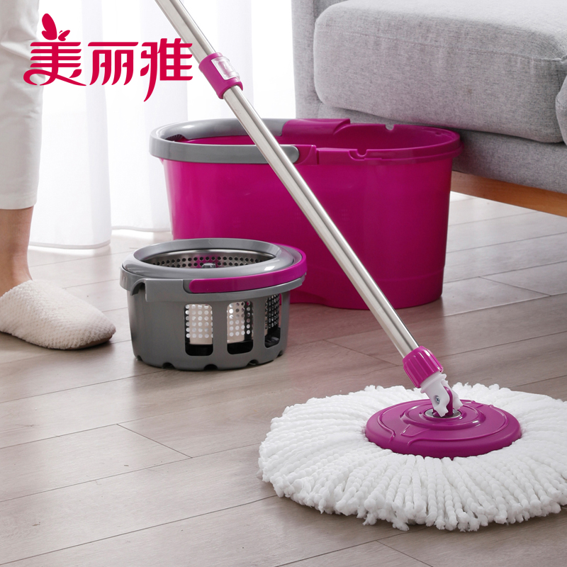 美丽雅(maryya)酷炫旋转甩水拖把 玫红色 PP、纤维拖把及拖把头 国产