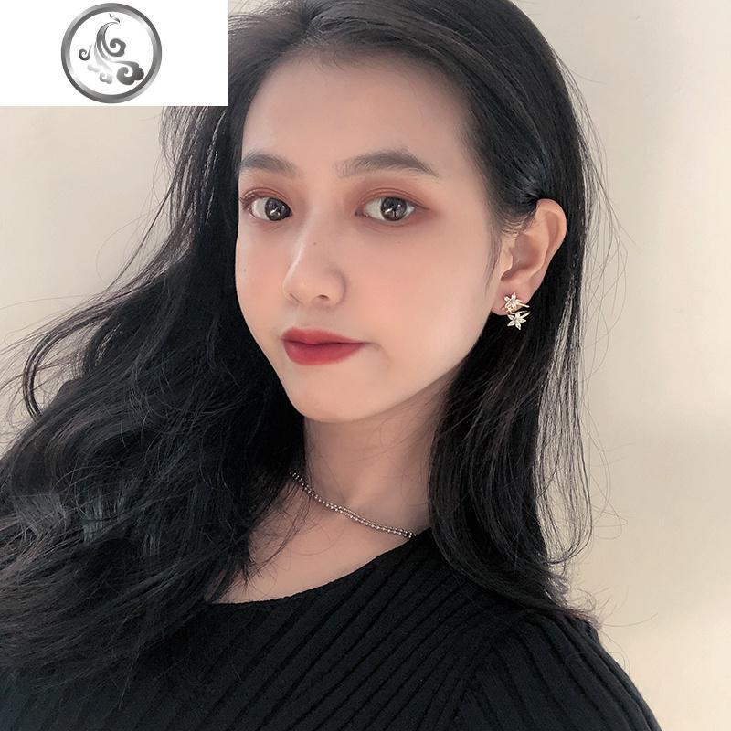 个性耳钉女纯银针简约小巧冷淡风五瓣花夹耳环小众法式耳骨小耳环 JiMi高清大图