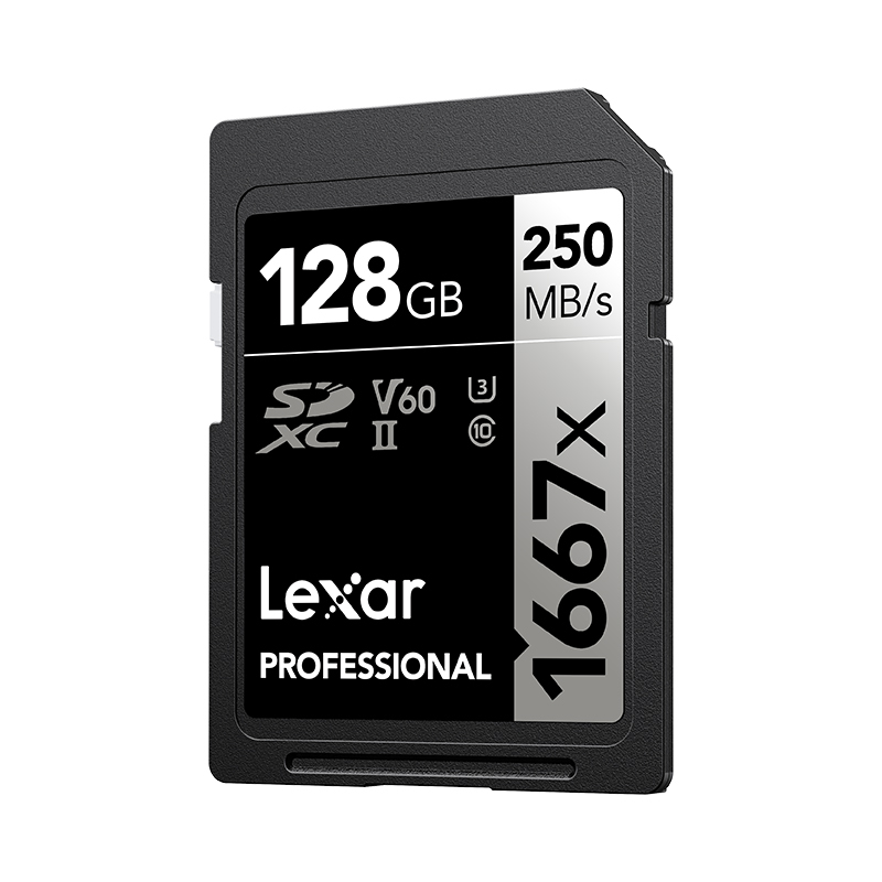 雷克沙(Lexar)SD卡128G相机内存卡读250MB/s写120MB/s UHS-II单反存储卡V60等级1667x