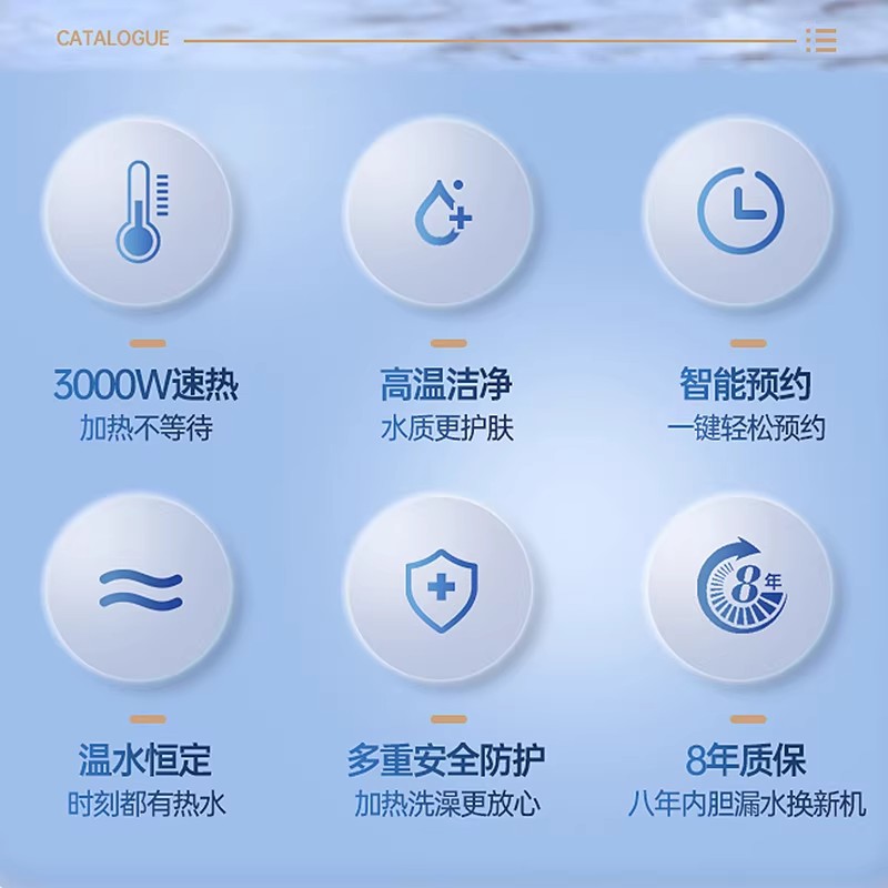 澳柯玛电热水器家用卫生间洗澡50升出租屋节能速热多功能安全加热热水器高清大图