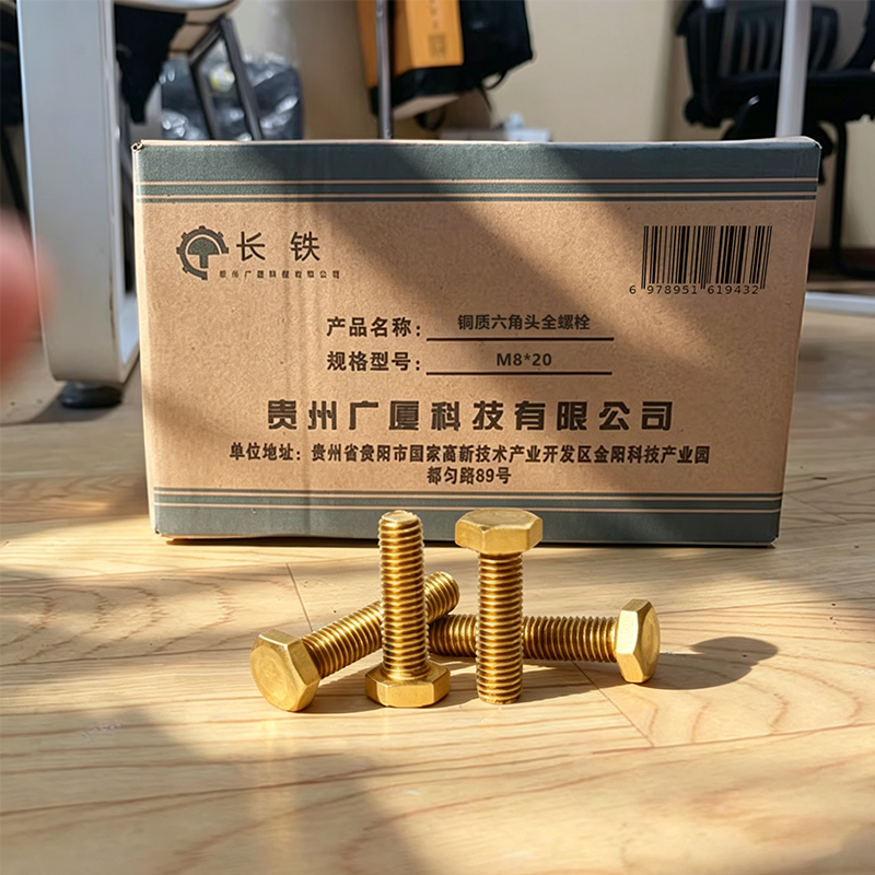 长铁 铜质六角头全螺栓 M8*25mm 100个高清大图