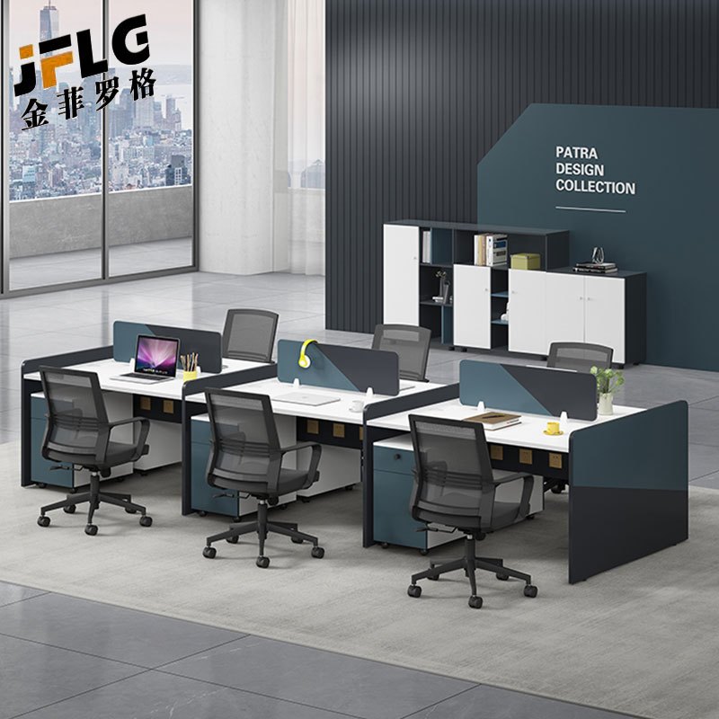 苏宁 金菲罗格 办公家具 简约现代员工屏风桌 并排两人位含柜椅高清大图