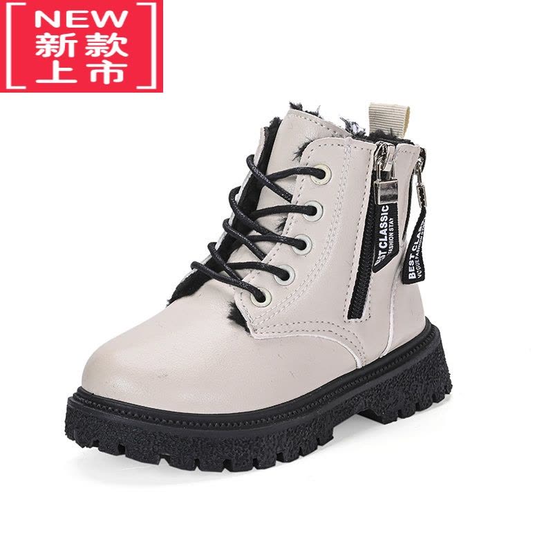 可莉允女童靴子2021秋冬款英伦风短靴男童马丁靴儿童鞋加绒保暖棉鞋皮靴图片