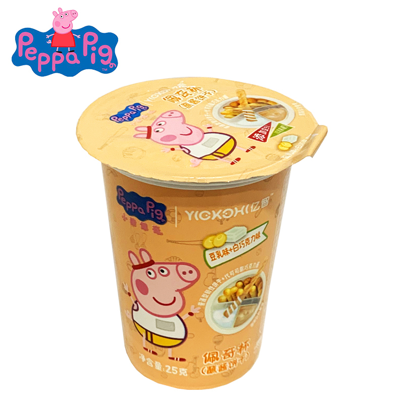 小猪佩奇PeppaPig蘸酱杯豆乳味+白巧克力 25克 双重美味儿童零食辅食 孕婴童饼干