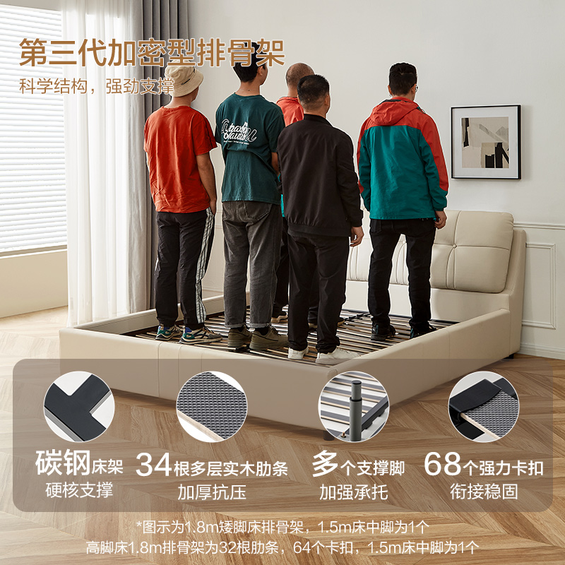 全友家居卧室软床现代简约皮床布床多款可选双人床高清大图
