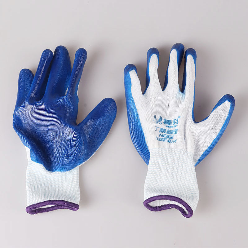 防油劳保浸渍手套浸胶耐磨塑胶丁腈橡胶乳胶皮工地防护机修干活 2双装