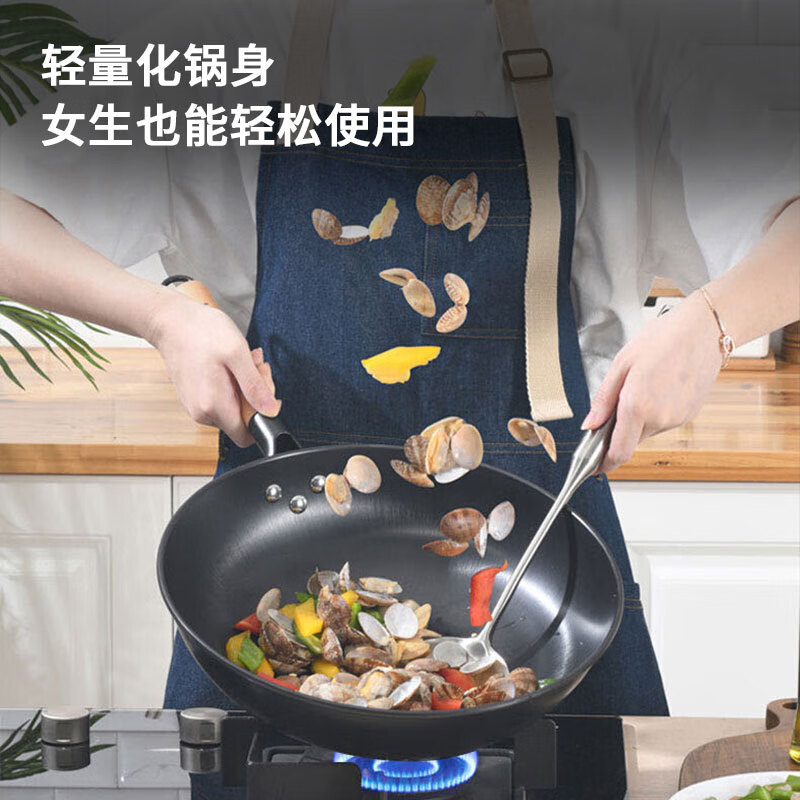 康巴赫炒锅30cm底厚壁薄导热迅速中华老铁锅CZH30A1高清大图