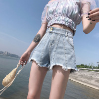 轻奢世家牛仔短裤女夏季新款白色高腰直筒牛仔裤韩版卷边显瘦超短裤子