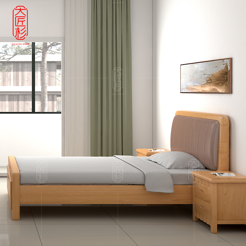 大匠杉 实木床软包床1.5m DC053150高清大图