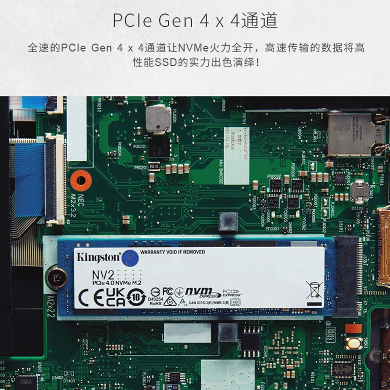 金士顿(Kingston) 2TB SSD固态硬盘 M.2接口(NVMe协议 PCIe 4.0×4)兼容PCIe3.0 NV2系列 读速高达3500MB/s