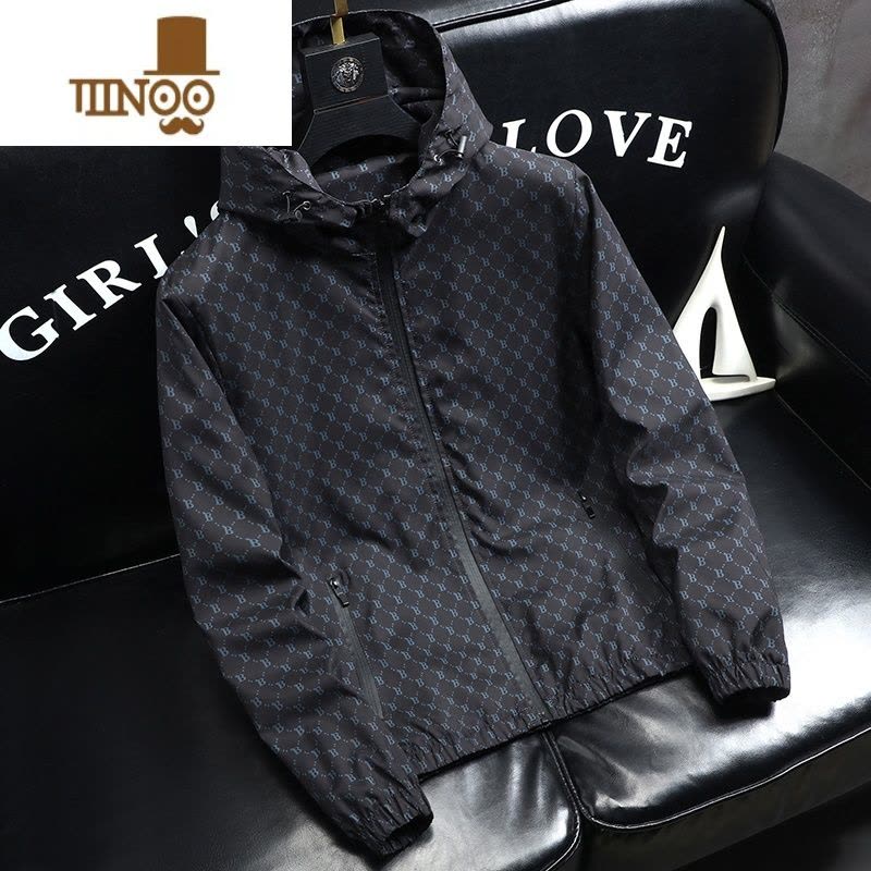 YANXU男士宽松连帽夹克2023春装新款外套欧美潮流男潮牌帅气上衣服图片