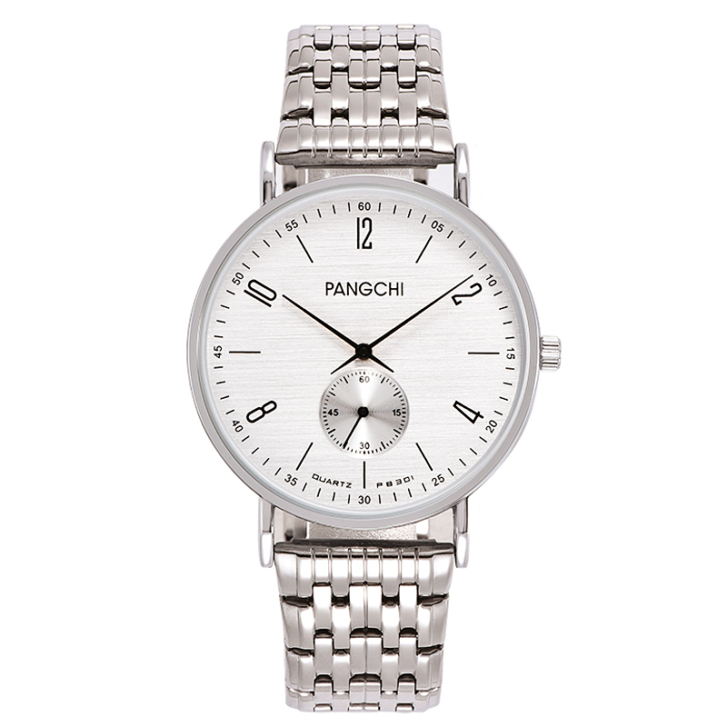 鹏志(pangchi)新款手表 蝴蝶扣商务男士表 简约休闲情侣对表 个性秒针