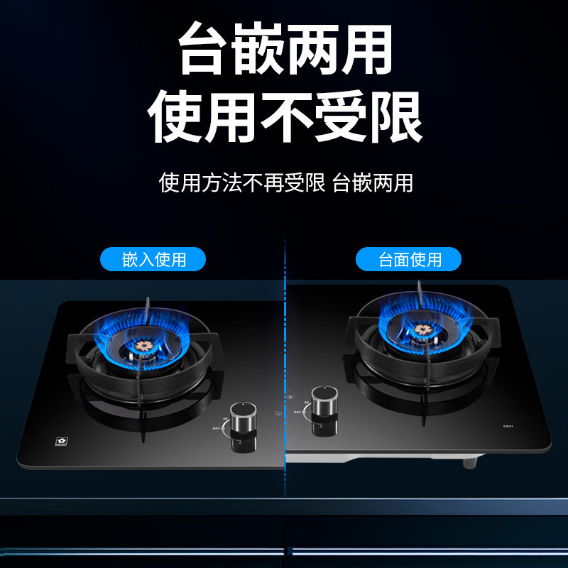 樱花JZY-GE01燃气灶双灶家用 天然气灶双灶具 5.0kW家用猛火灶双灶独立定时兼容多尺寸 台嵌两用(液化气)