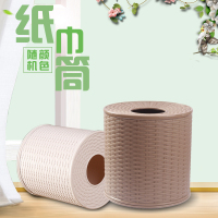 新陵SINLE纸巾盒客厅纸巾抽卷纸筒圆形抽纸盒2125塑料圆型抽纸盒仿藤编颜色随机