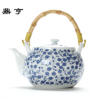 鼎亨景德镇青花瓷大茶壶家用陶瓷泡茶壶1000毫升高白瓷茶壶饭店单
