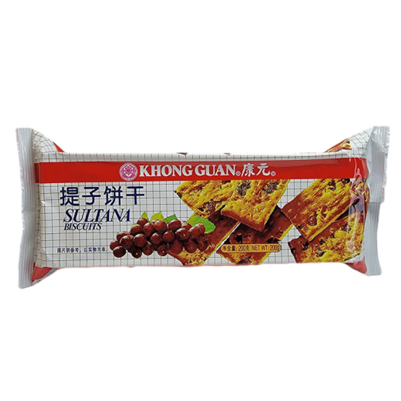 康元提子饼干椰子奶油饼干朱古力味夹心饼干零食饼干袋装200g高清大图