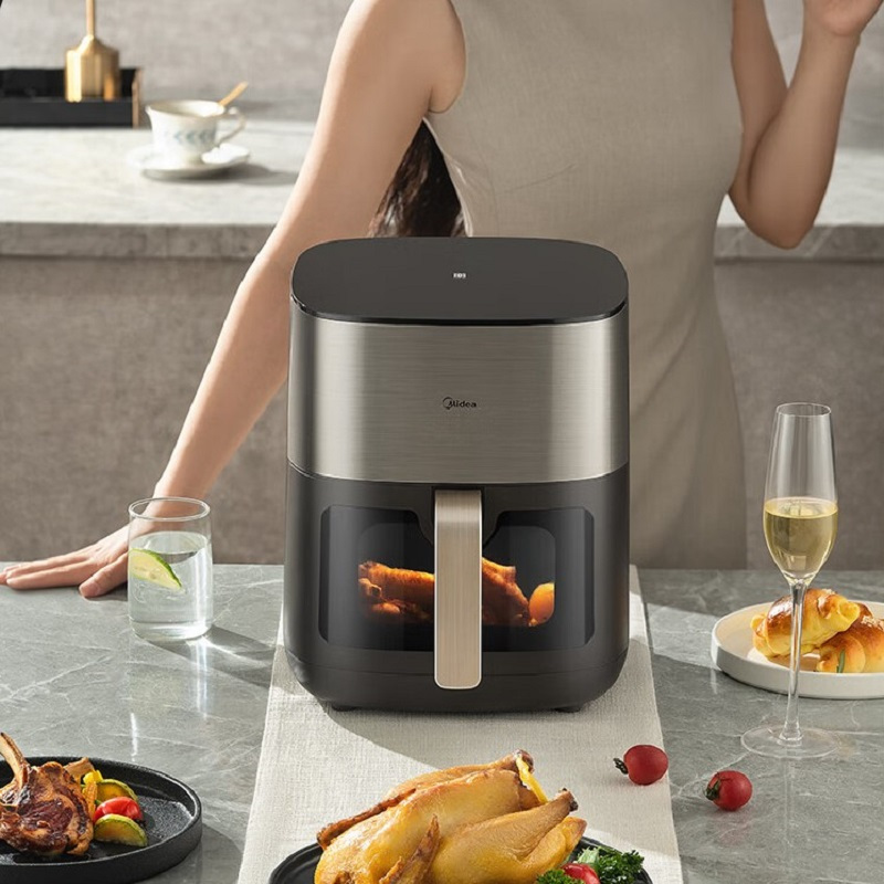美的(Midea)炎烤空气炸锅 双热源免翻面 可视 家用大容量 6.5L 炸烤一体 多功能 不沾易洗 KZC6502XM