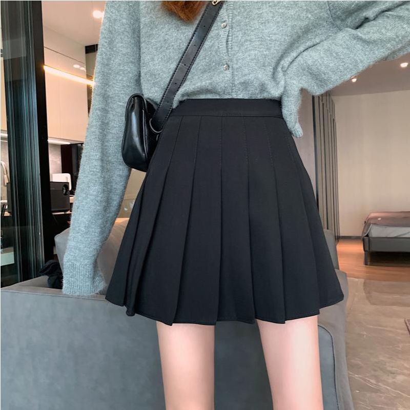 大码学院风百褶裙半身裙女2021秋冬胖妹妹韩版高腰褶皱短裙a字裙