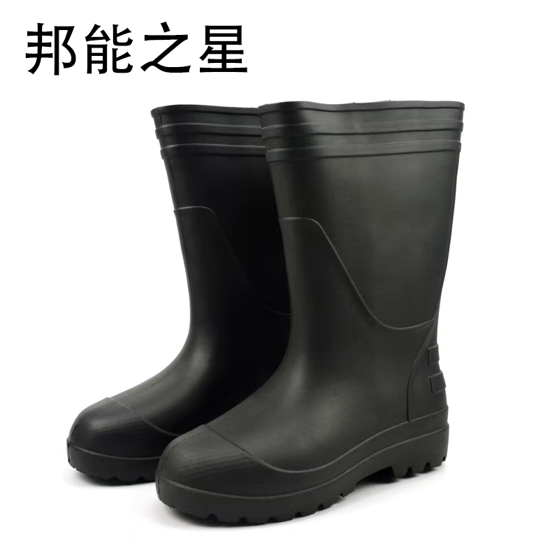 邦能之星EVA雨鞋高筒黑色防水耐油耐酸碱工厂食品靴厨房防护雨靴N55815高清大图