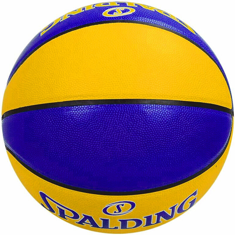 斯伯丁SPALDING通用篮球76-350Y蓝黄拼色PU材质NBA室内外篮球七号篮球