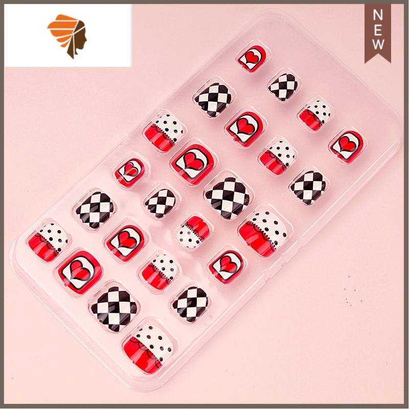假指甲贴纸24片儿童美甲套装带背胶贴片网红女孩饰品可穿戴指甲贴三维