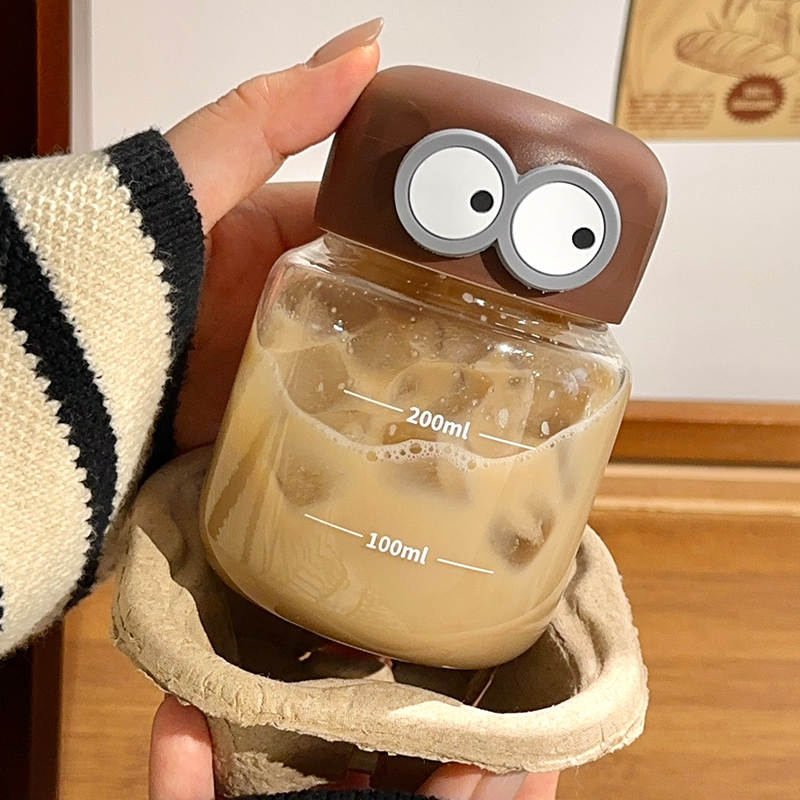 三维工匠高颜值摇摇杯刻度迷你玻璃杯可爱学生豆浆早餐冲泡杯便携水杯